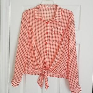 Timing chiffon button down plaid Size XL